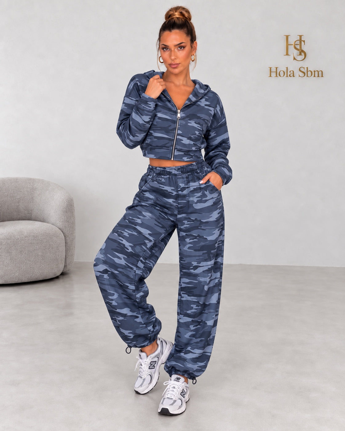 Coordset Jalila blu camouflage